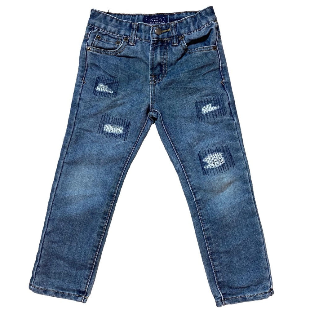 Lucky Brand BIlly Jeans Little Girls Size 5 Straight Distressed Adjustable Waist